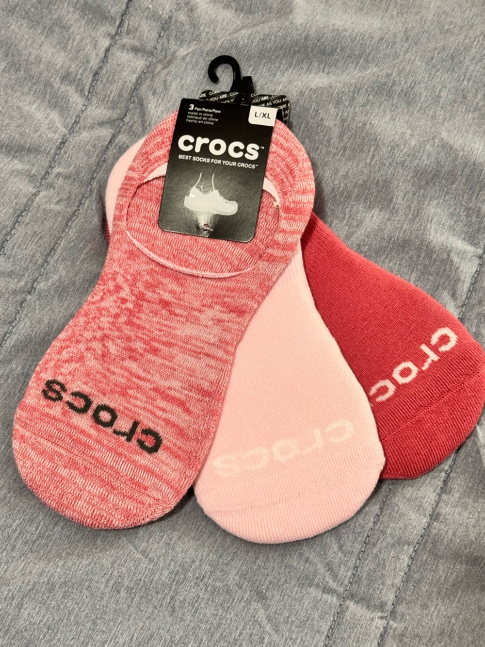 3/$15 🌟 CROCS Low-Cut Sock 3-Pack — Coral, Light Pink, Heathered Pink